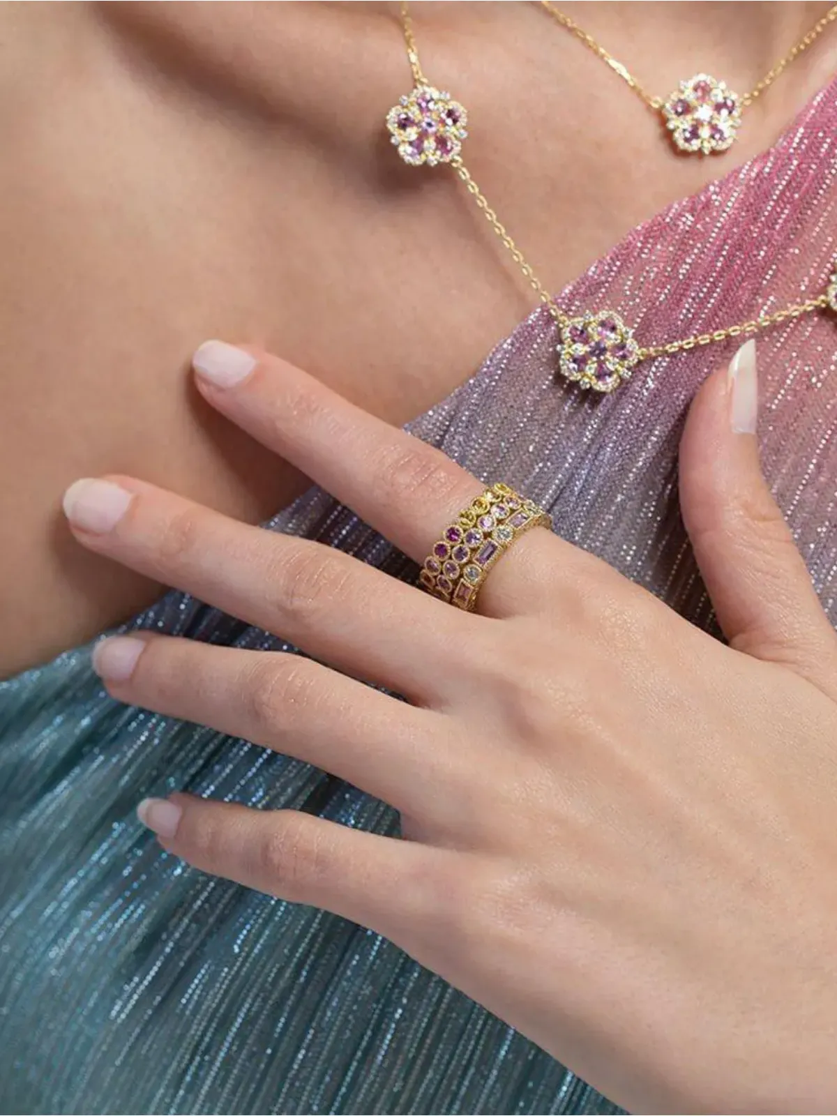 Tanya Farah 18K yellow gold pink sapphire and diamond ring - 画像2