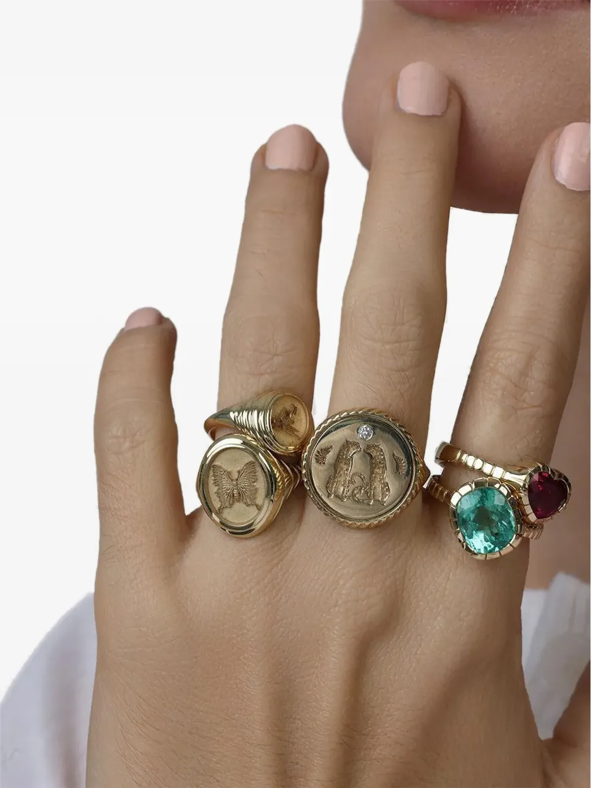 Retrouvaí 14K Yellow Gold Alchemy Love Signet Ring - 画像3
