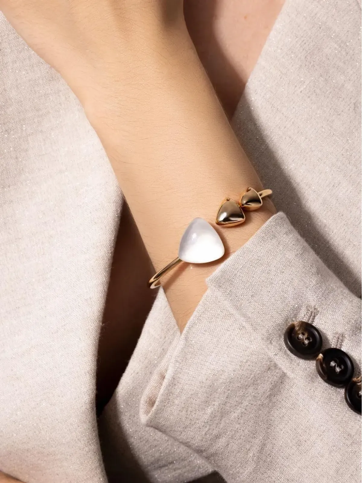 VHERNIER ローズゴールド ロッククリスタル マザーオブパール ブレスレット - 画像2