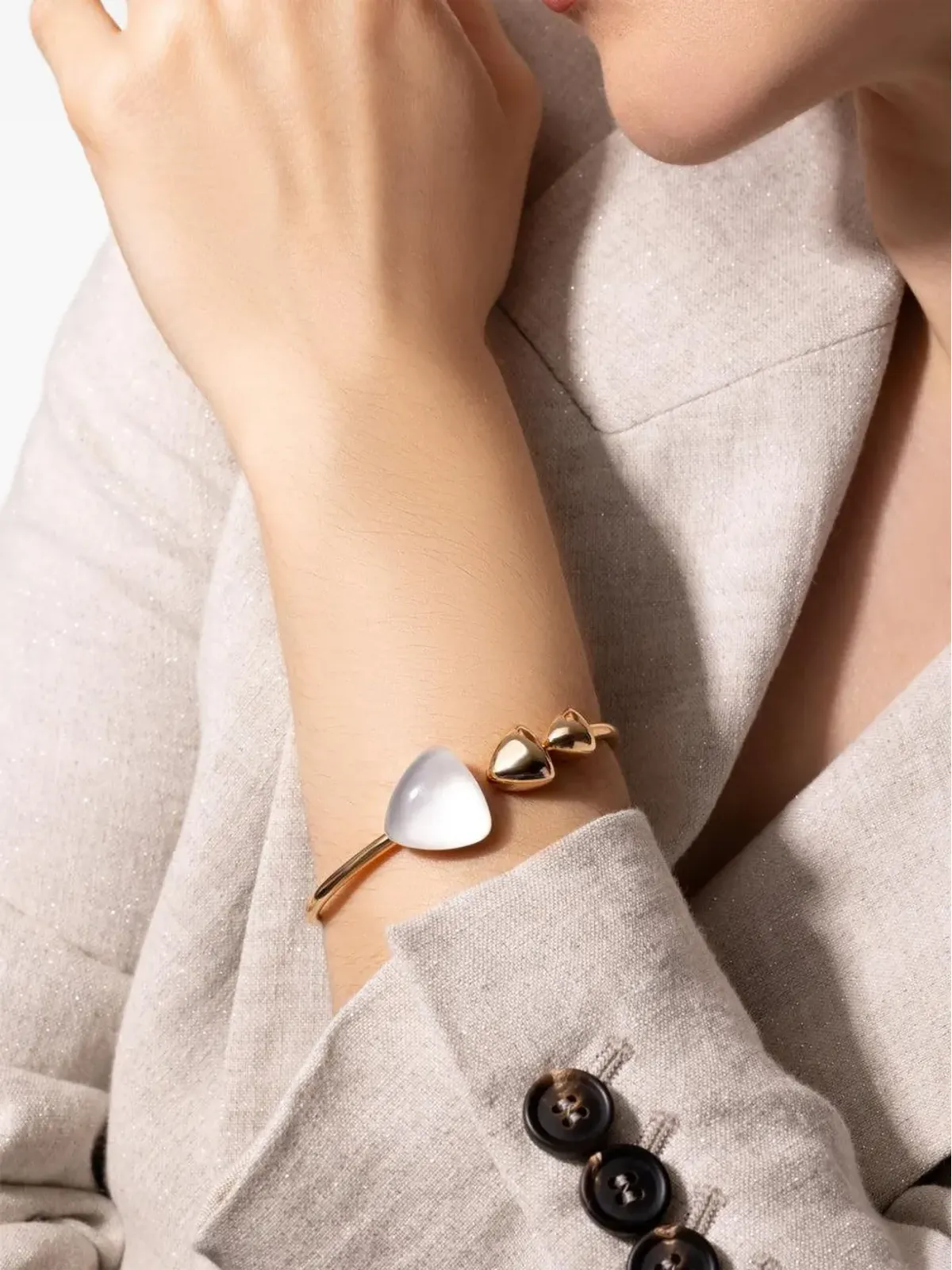 VHERNIER ローズゴールド ロッククリスタル マザーオブパール ブレスレット - 画像3