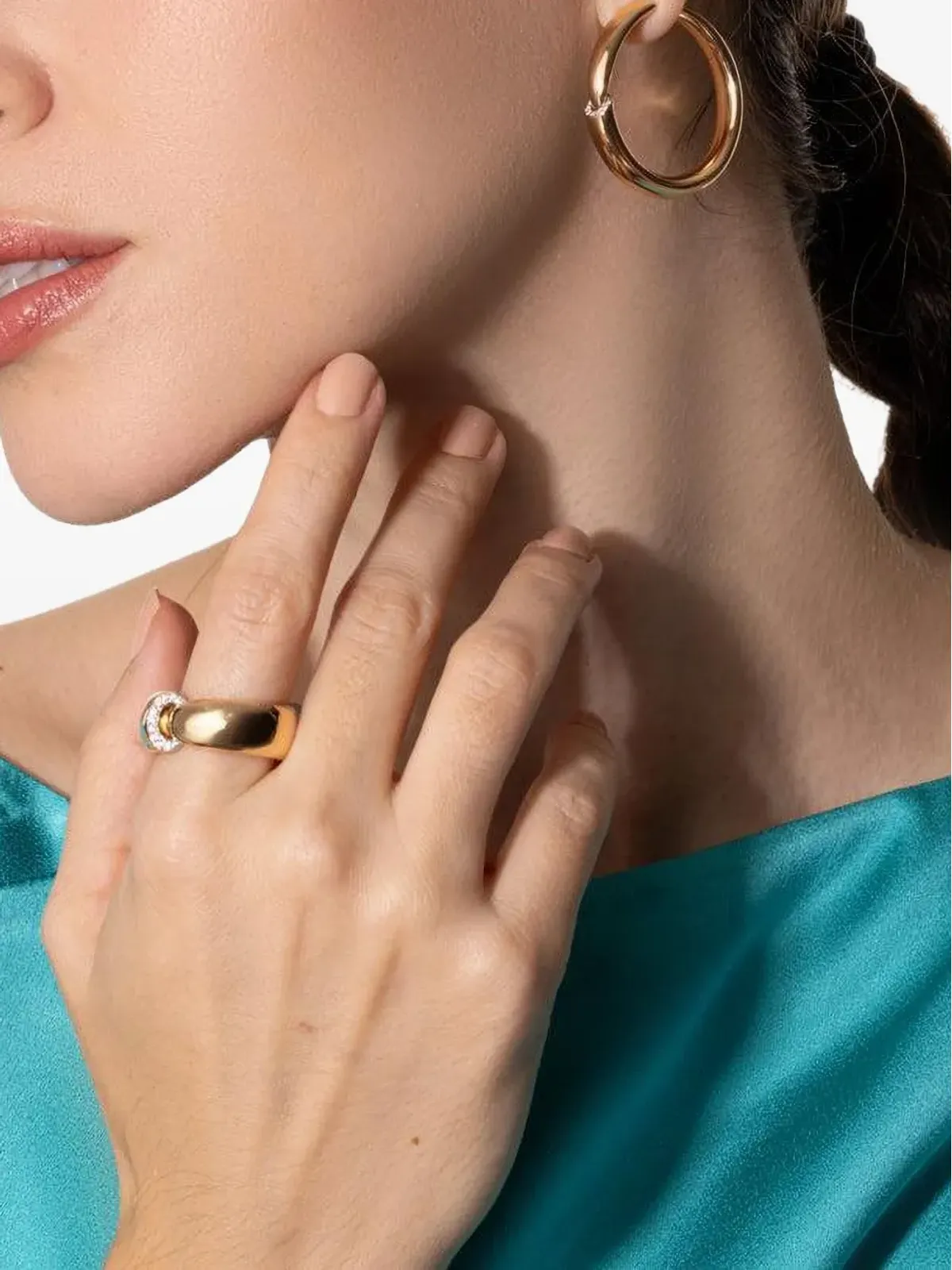 VHERNIER 18K ローズゴールド ダイヤモンド ダイヤル フープ ピアス - ピンク - 画像2