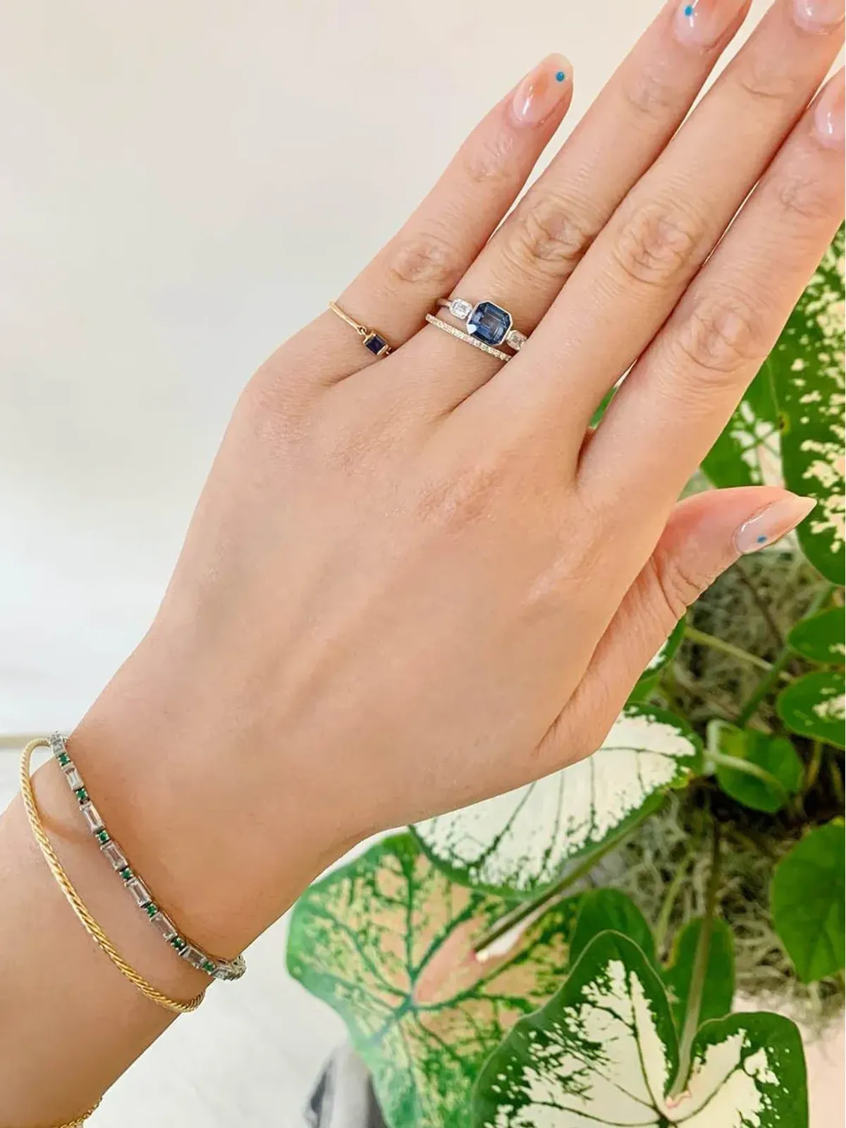 YI Collection プラチナ アクアマリン ブレスレット - シルバー - 画像2