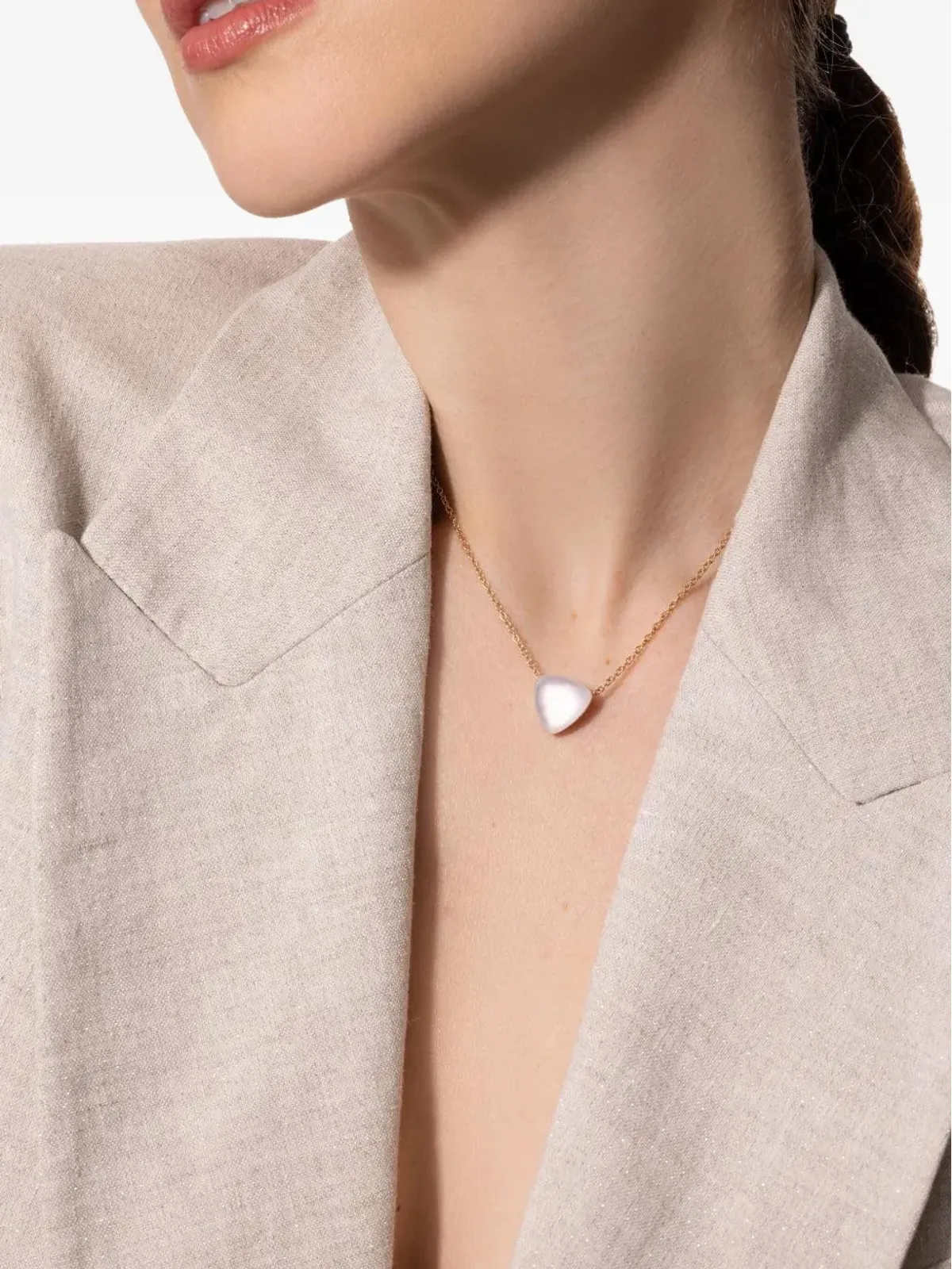 VHERNIER ローズゴールド マザーオブパール ペンダントネックレス - ピンク - 画像3