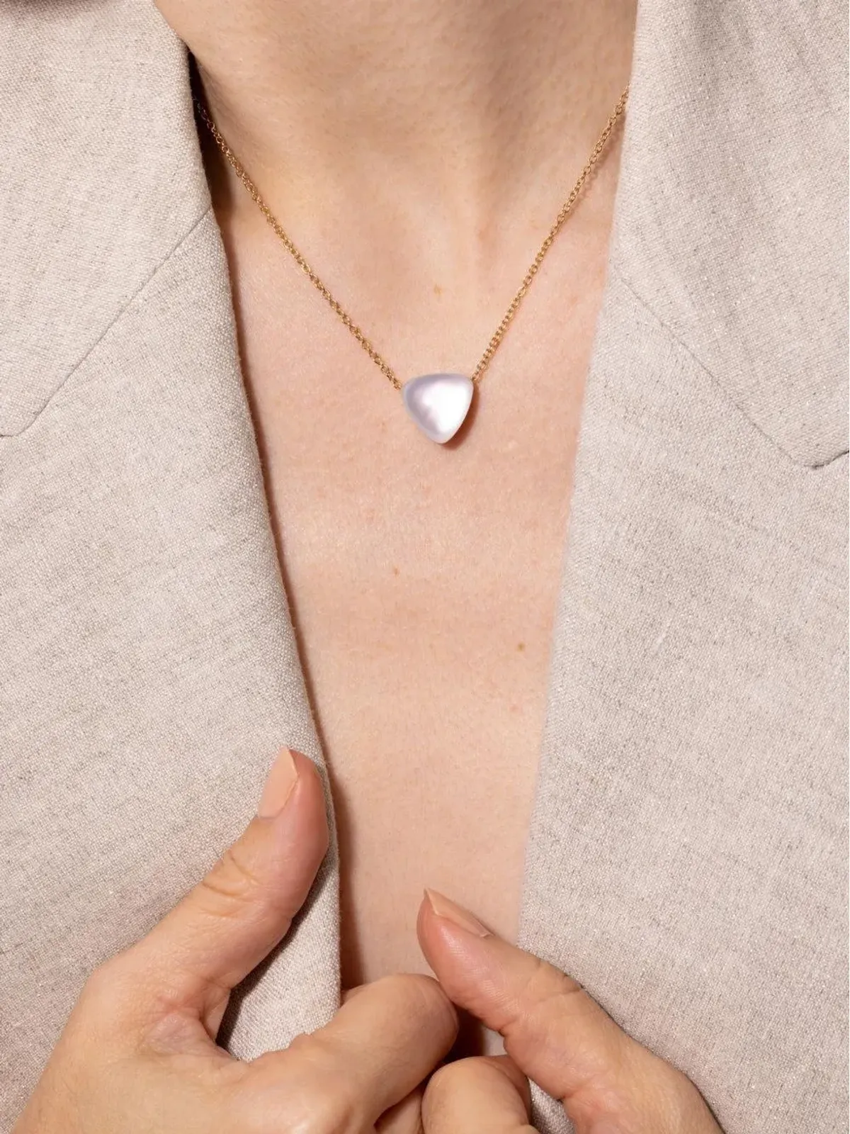 VHERNIER ローズゴールド マザーオブパール ペンダントネックレス - ピンク - 画像4