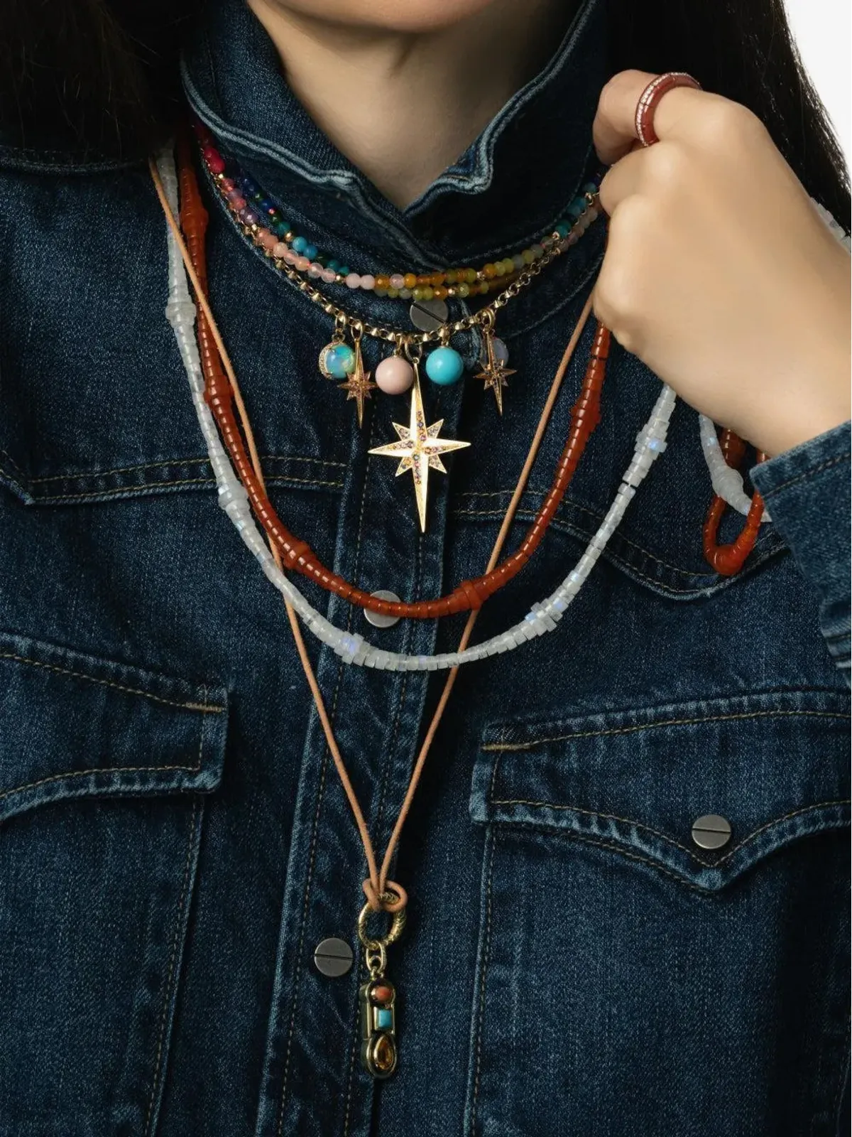 DEVON WOODHILL 18K イエローゴールド ビーズ Rainbow Moonstone ネックレス（ホワイト） - 画像4