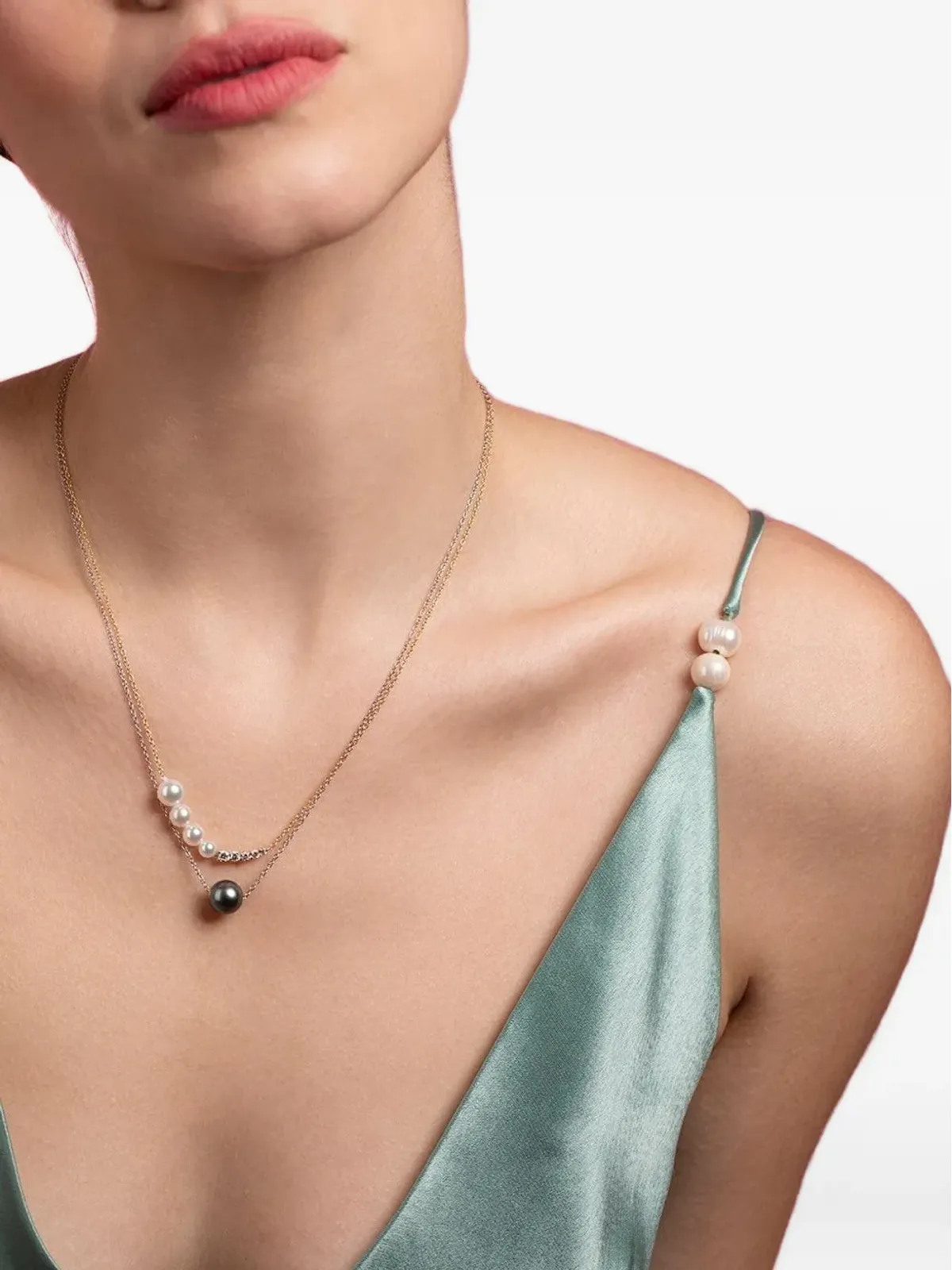 Baggins 18K イエローゴールド アコヤ真珠 ダイヤモンド ネックレス - 画像2