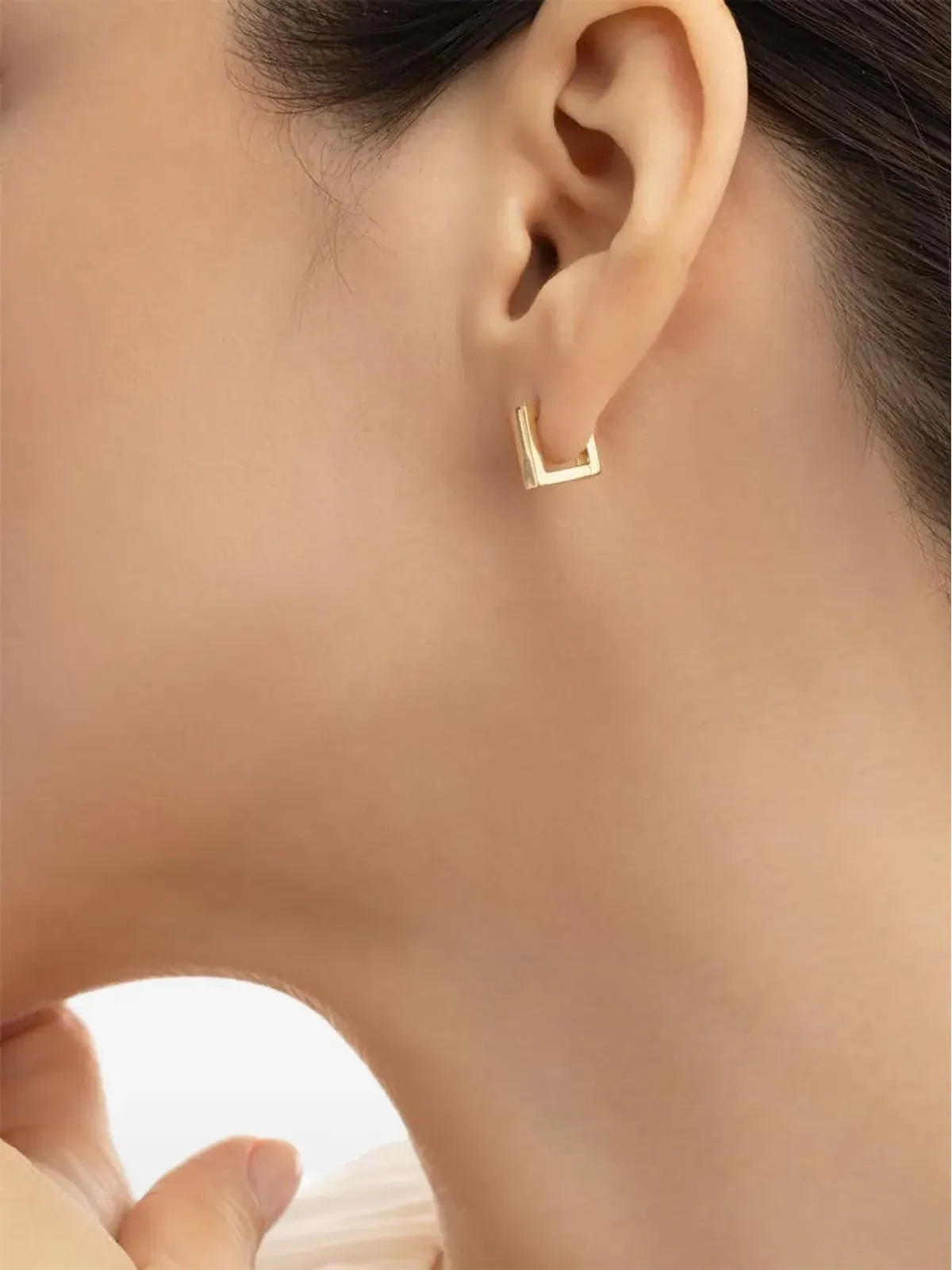 Azlee 18K イエローゴールド モザイク フープピアス - 画像3