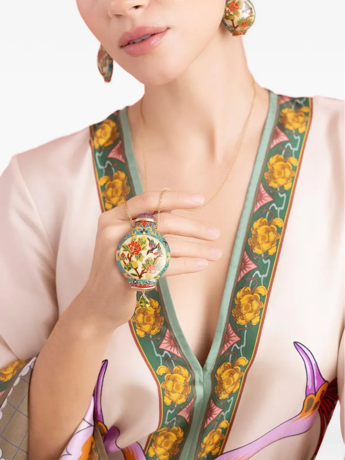 SILVIA FURMANOVICH 18K イエローゴールド マルケトリ スナッフボトル ネックレス - 画像2