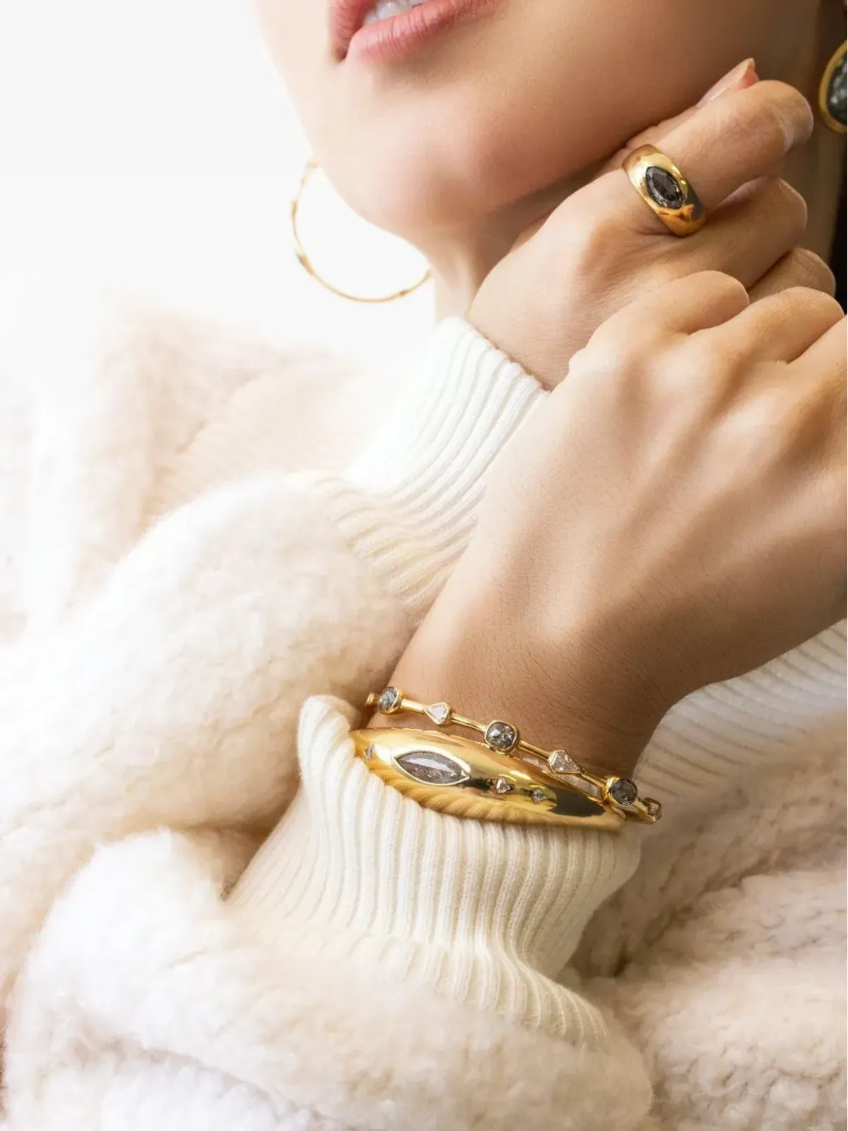 NIMO WITH LOVE 18K イエローゴールド ザ・スタッカー ダイヤモンド ブレスレット - 画像2