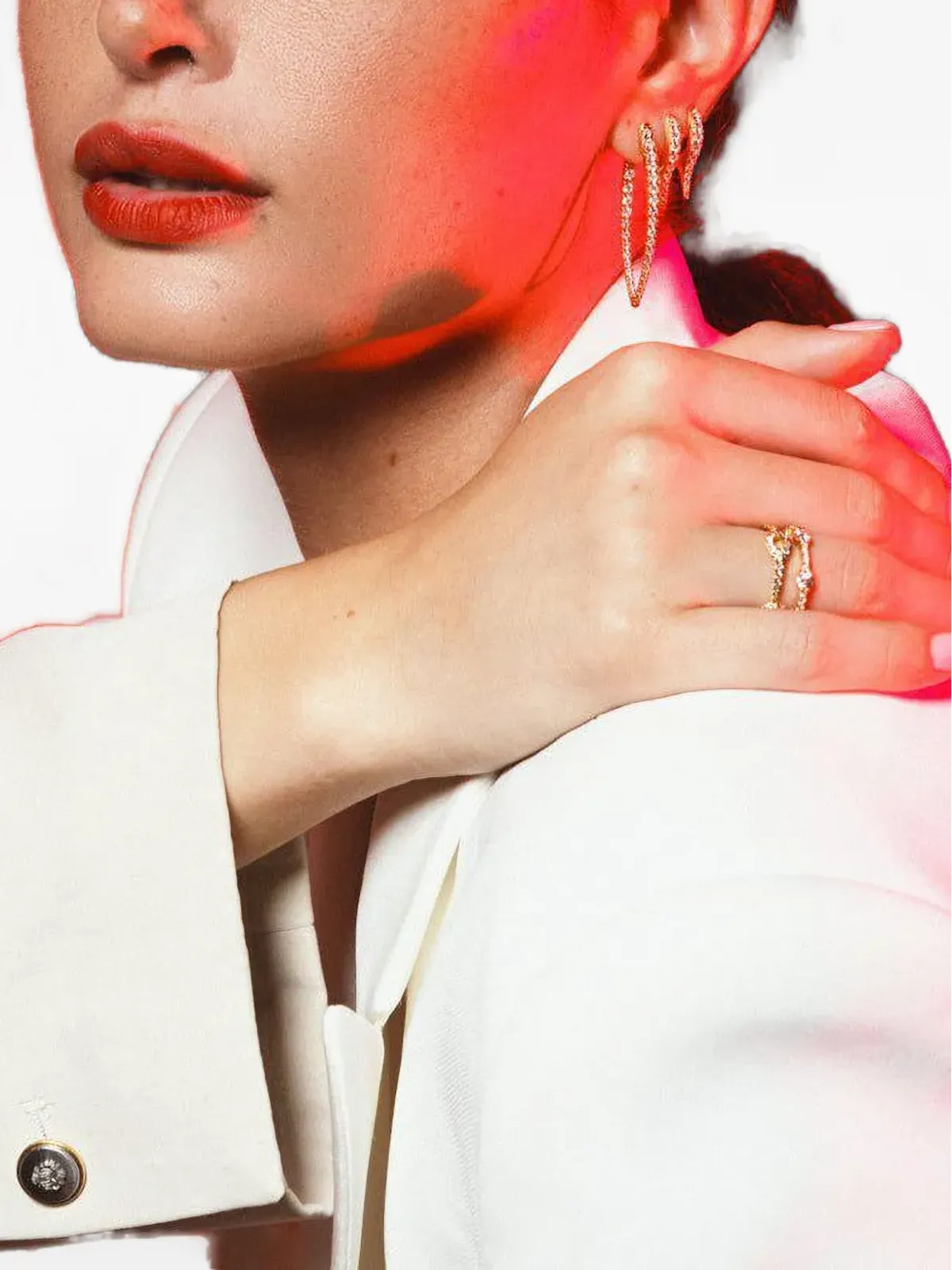 Melissa Kaye 18Kイエローゴールド ミディアム Cristina ダイヤモンド フープピアス - 画像2