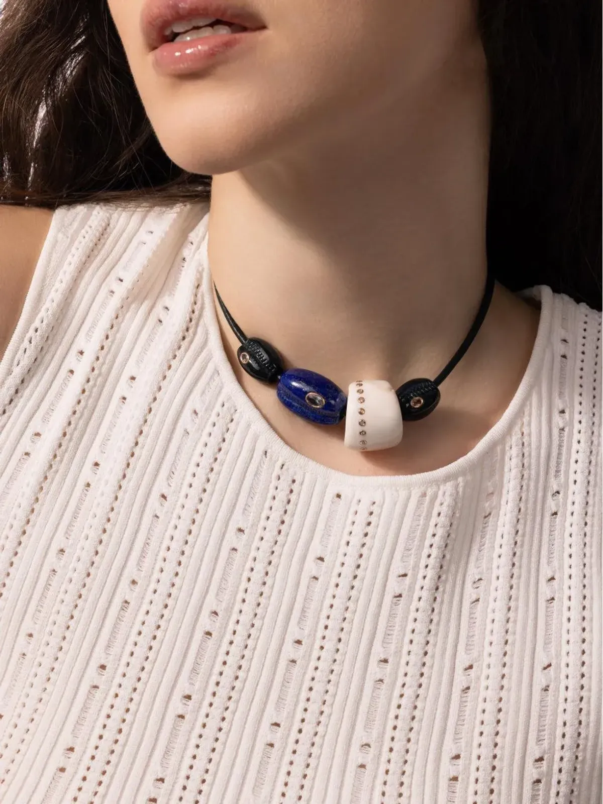 Dezso ローズゴールド 18K カウリ タイガーアイ ガーネット ビーズ チャーム - ピンク - 画像4