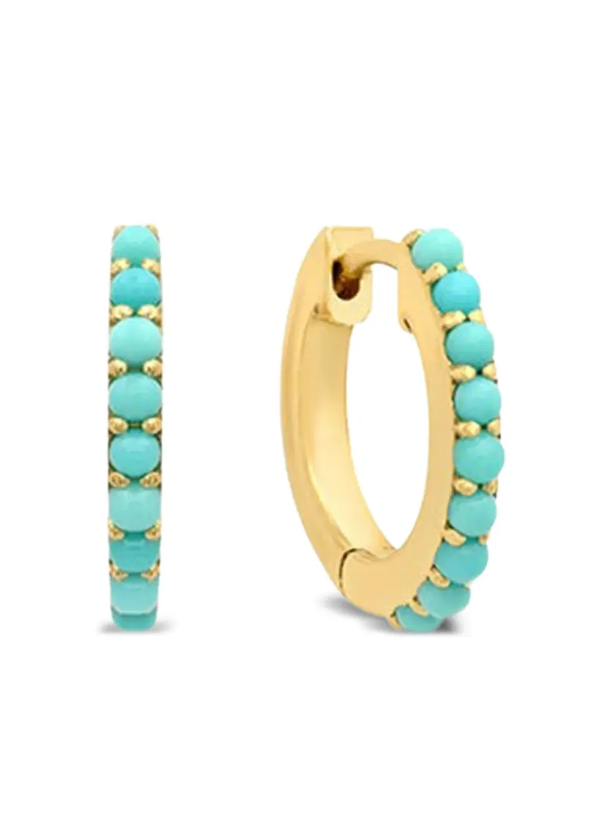 Jennifer Meyer 18k イエローゴールド ターコイズ付き ハグピアス - 画像4