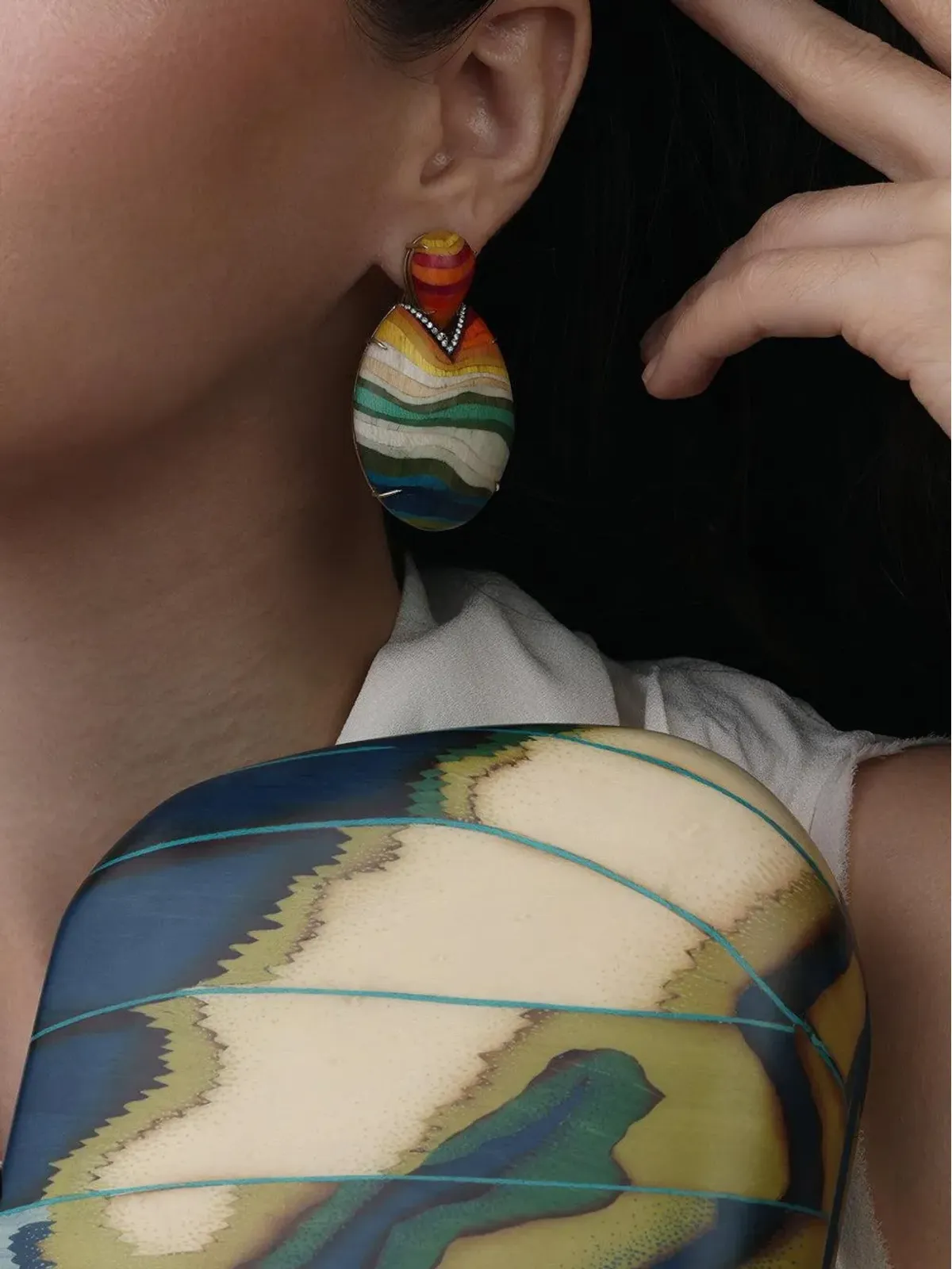 SILVIA FURMANOVICH 18k イエローゴールド レインボーダイヤモンド イヤリング - 画像4
