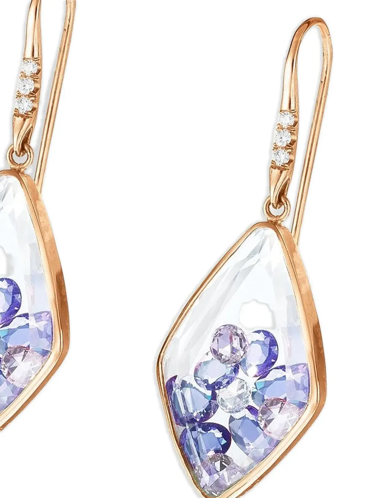 Moritz Glik 18K イエローゴールド カイト型サファイアとダイヤモンドのイヤリング - 画像2