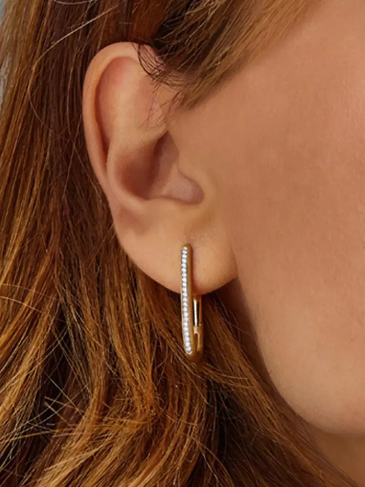 NANIS 18K イエローゴールド ダイヤモンド スクエアフープ イヤリング - 画像2