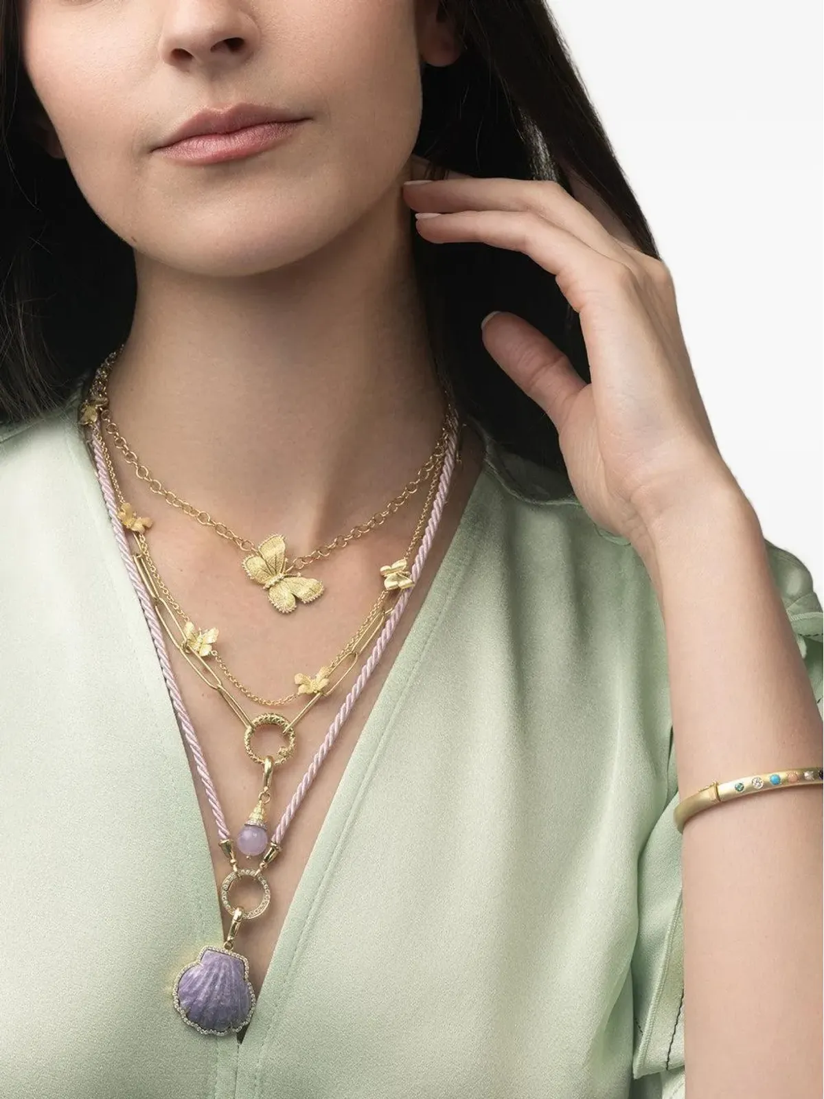 Tanya Farah 18kt イエローゴールド ファイブステーション ダイヤモンド ネックレス - 画像2