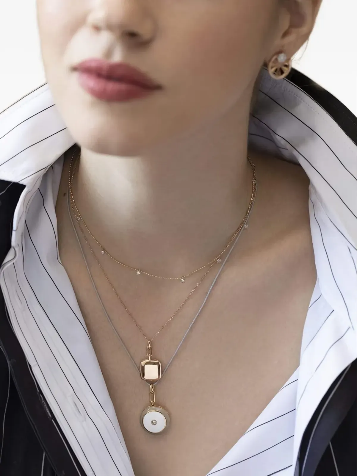 graziela 18K イエローゴールド ティニー・フローティング ダイヤモンド ネックレス - 画像2
