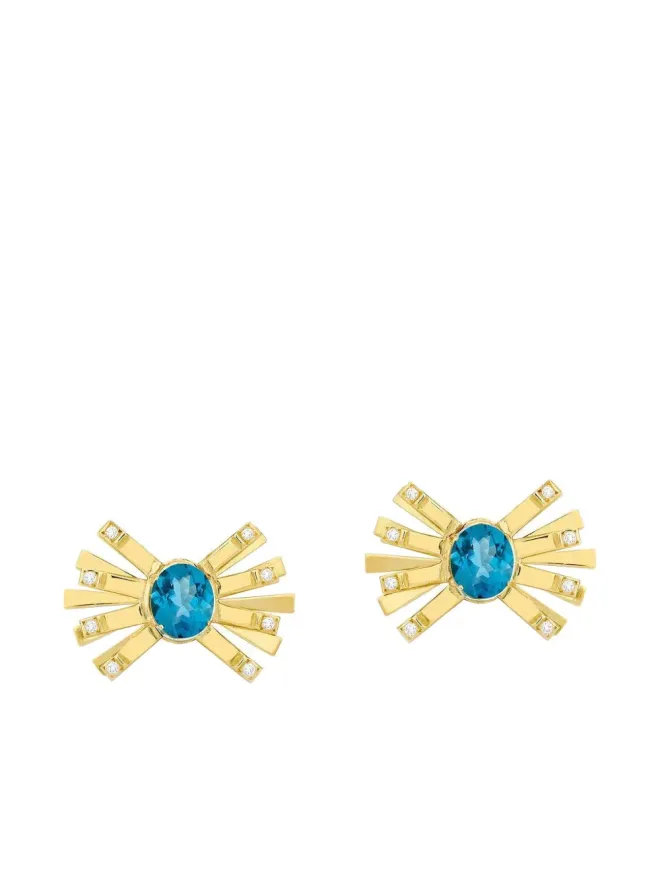 Carol Kauffmann Carol Kauffmann 18K イエローゴールド ブルートパーズ ダイヤモンド ファルファーレ イヤリングの商品画像