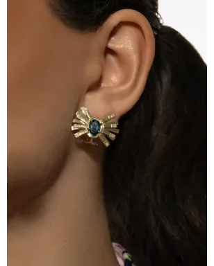 Carol Kauffmann 18K イエローゴールド ブルートパーズ ダイヤモンド ファルファーレ イヤリング - サムネイル3