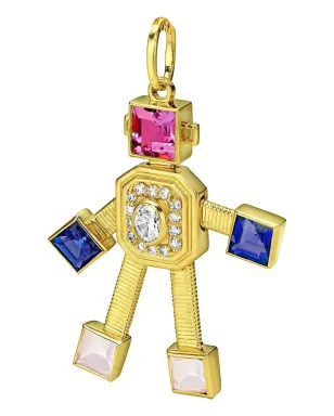 Van Robot 18Kイエローゴールド多石ロボット型ペンダント - サムネイル1