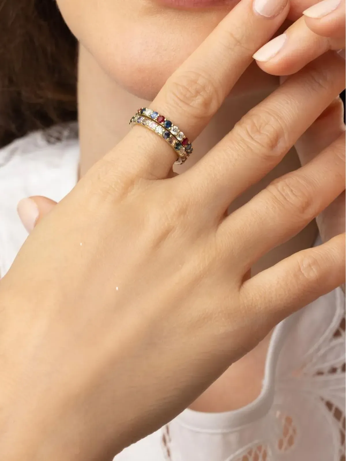 Jared Lehr 18Kイエローゴールド ダイヤモンドとスピネル リング - 画像4