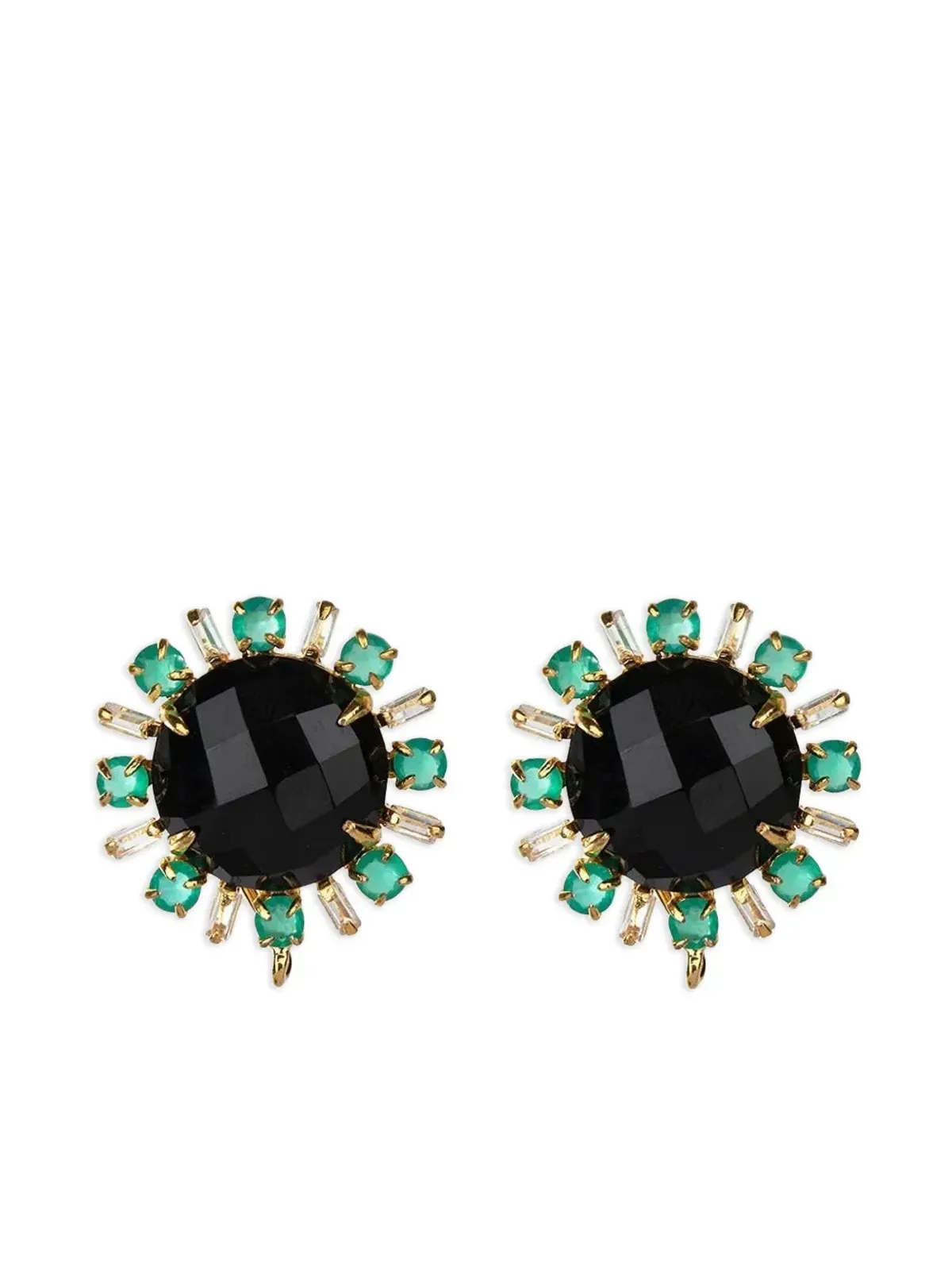 Bounkit Jewelry オニキスとクォーツのボタンピアス - 画像2