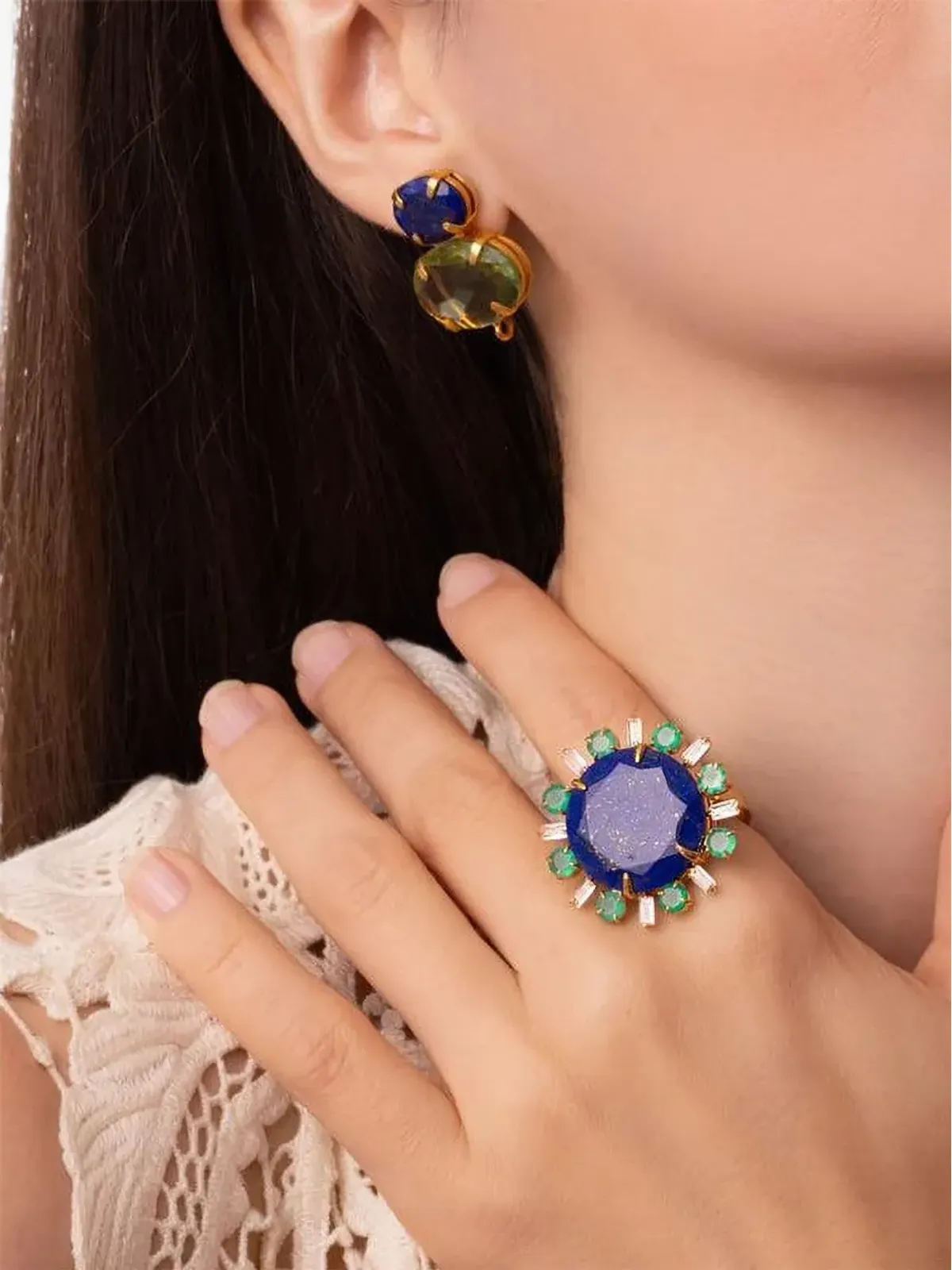 Bounkit Jewelry クォーツドロップイヤリング - 画像4