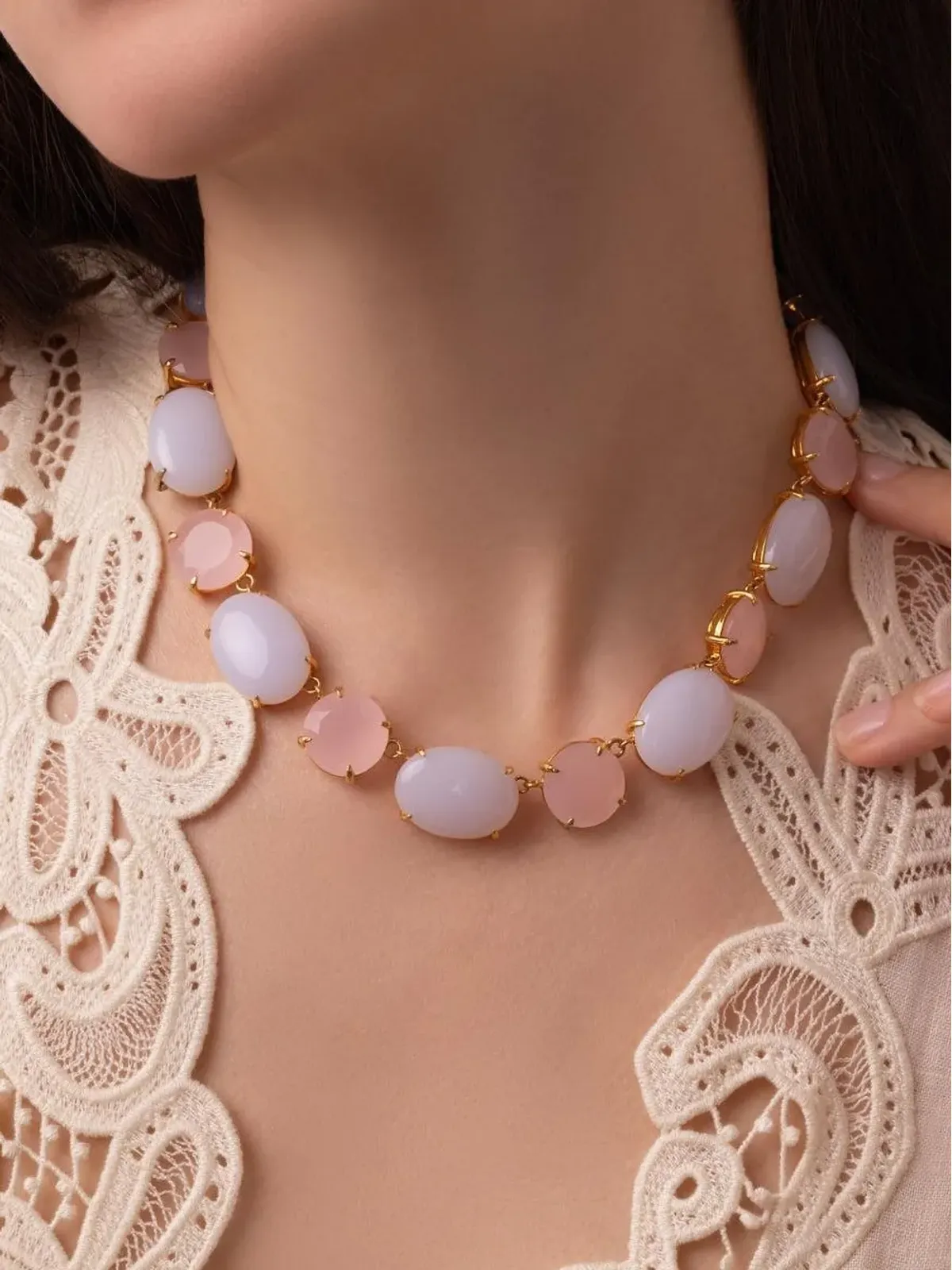Bounkit Jewelry チャルセドニー ネックレス - ゴールド - 画像2