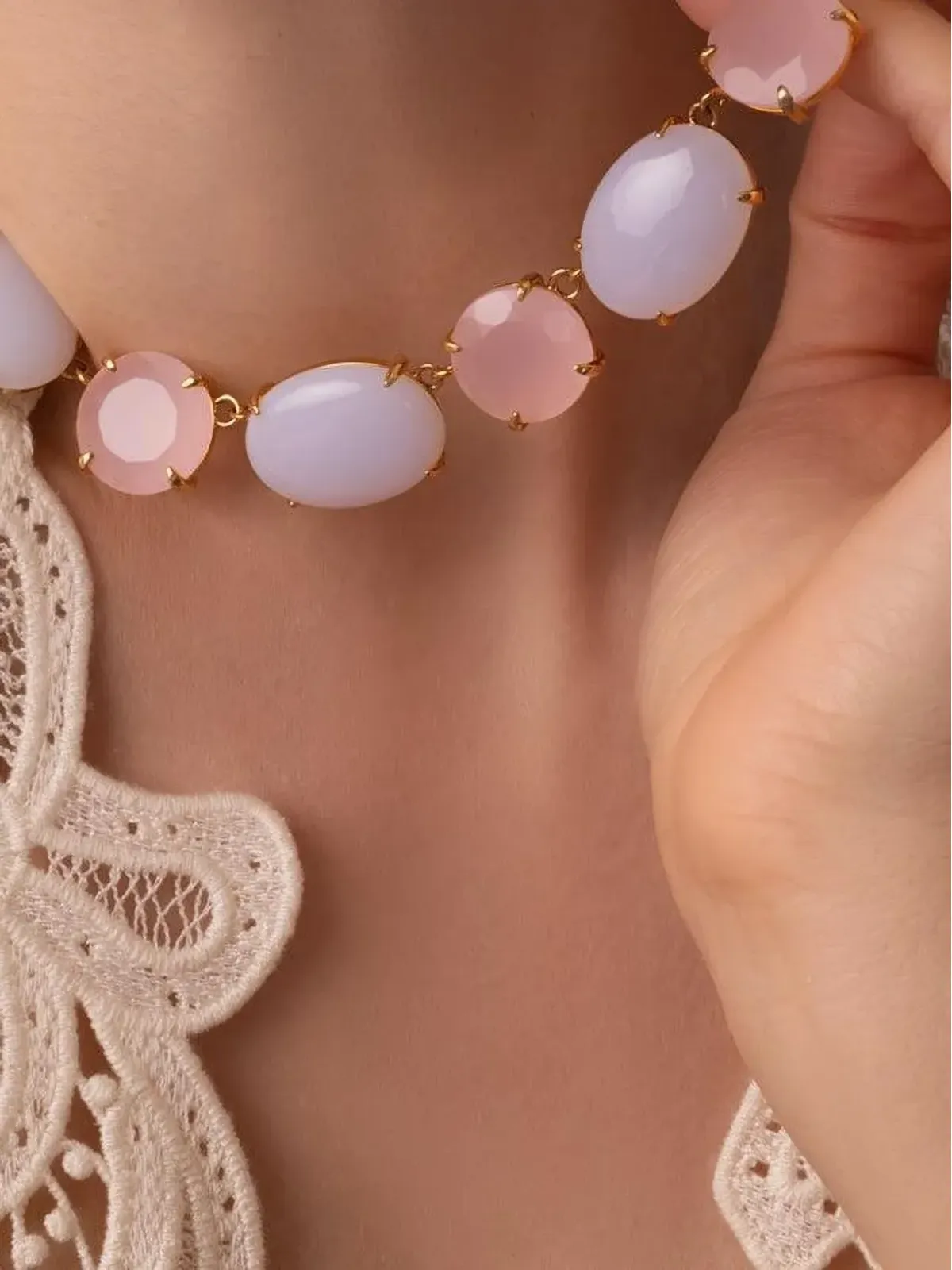 Bounkit Jewelry チャルセドニー ネックレス - ゴールド - 画像3