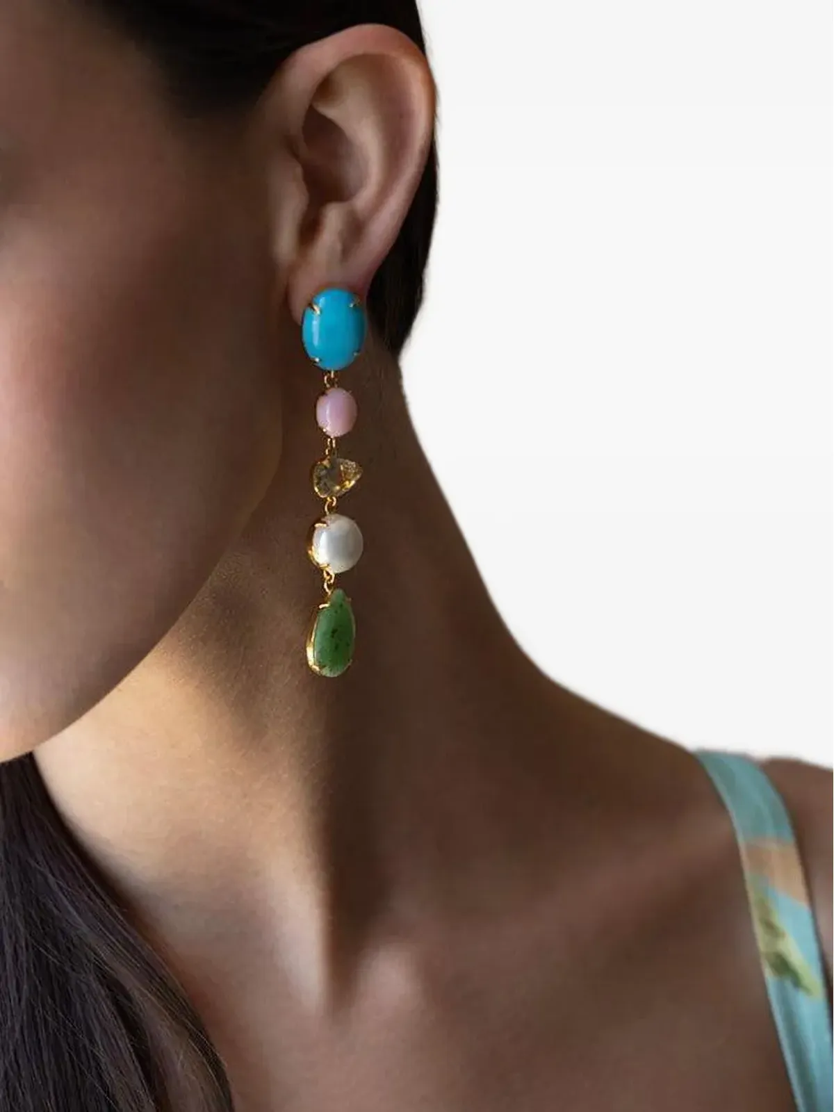 Bounkit Jewelry マルチストーン・ドロップイヤリング - 画像3