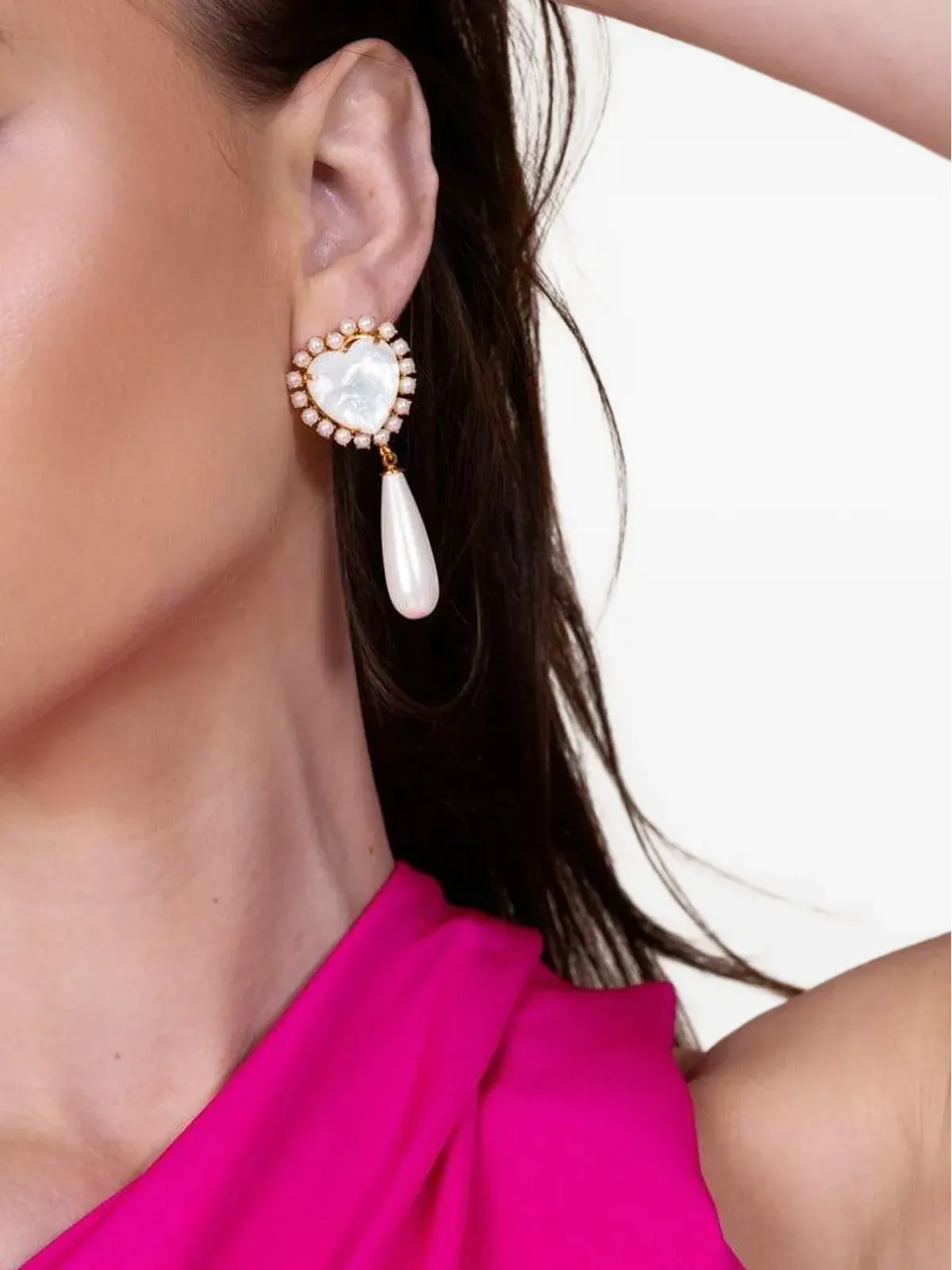 Bounkit Jewelry ハートモチーフ パールドロップ イヤリング - 画像3