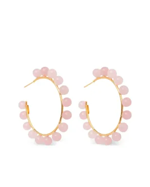 Bounkit Jewelry ローズクォーツ ビーズ付きフープピアス - サムネイル1