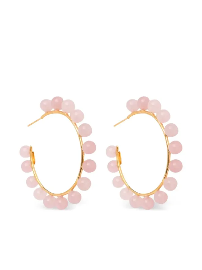 Bounkit Jewelry Bounkit Jewelry ローズクォーツ ビーズ付きフープピアスの商品画像