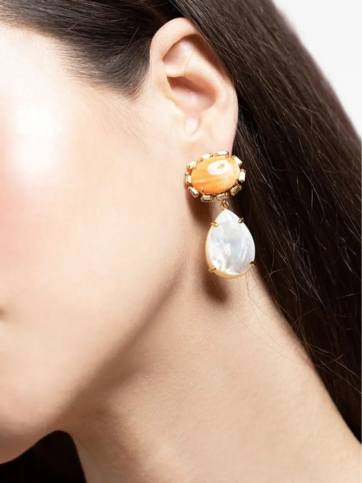 Bounkit Jewelry シトリンとパールのドロップピアス - 画像2