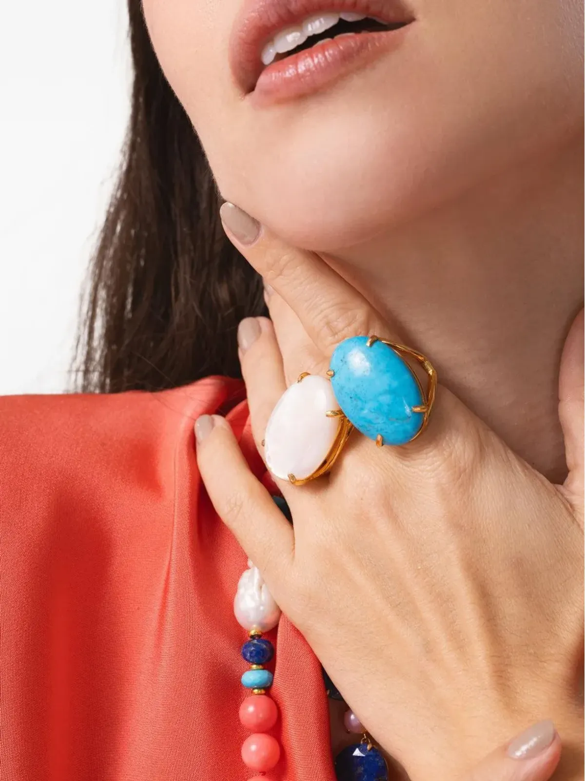 Bounkit Jewelry セリーヌ オーバルストーンリング - 画像2