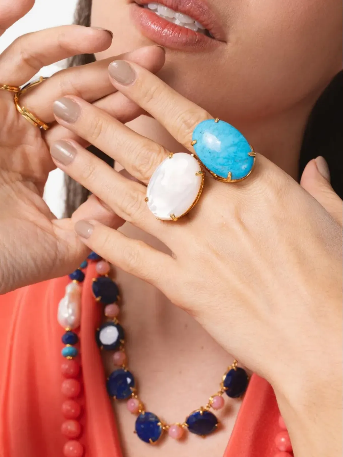 Bounkit Jewelry セリーヌ オーバルストーンリング - 画像4