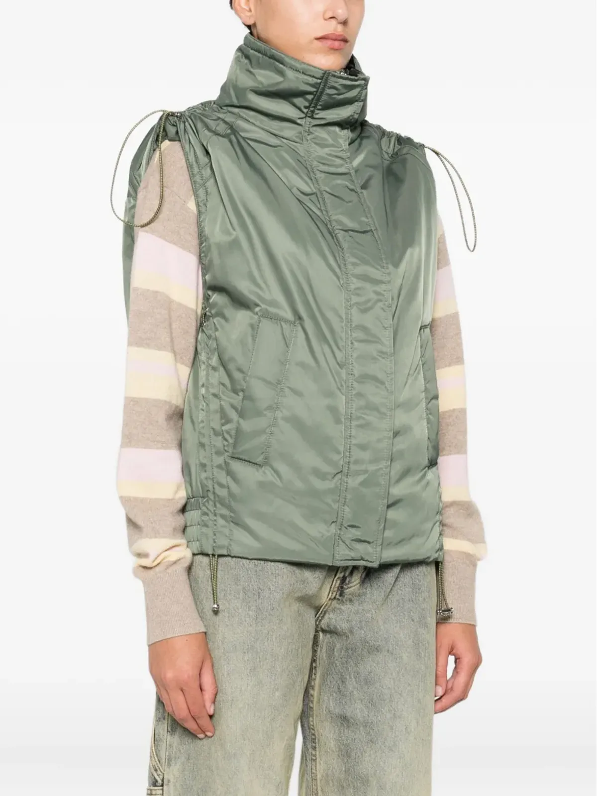 PINKO ノースリーブ ジップフロント ジレ - グリーン - 画像3