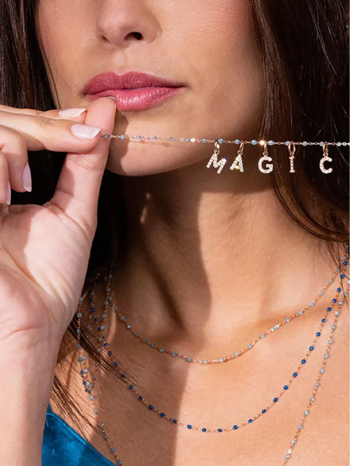Gigi Clozeau 18Kイエローゴールド イニシャル ダイヤモンド ネックレス - 画像2