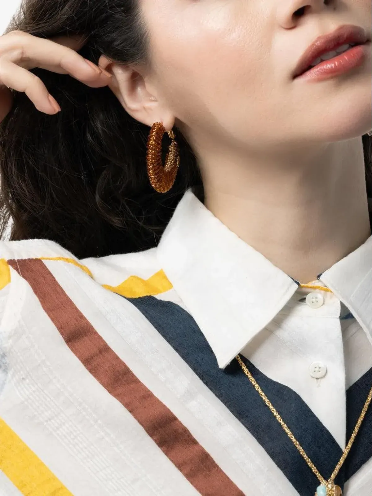 Gas Bijoux Izzia beaded hoop earrings - Gold - 画像3