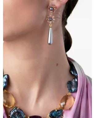 Bounkit Jewelry アメジスト・パール ドロップ イヤリング - サムネイル2