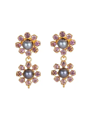 Bounkit Jewelry アメジスト・パール ドロップ イヤリング - サムネイル3