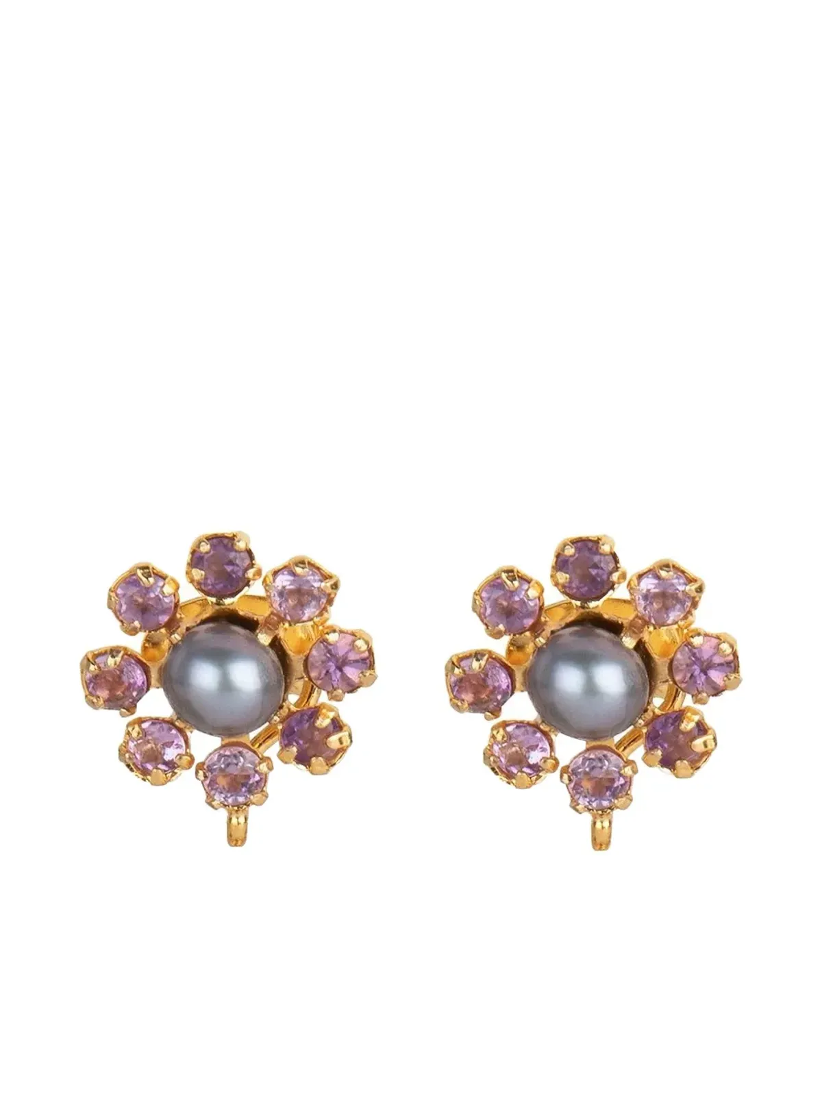 Bounkit Jewelry アメジスト・パール ドロップ イヤリング - 画像4