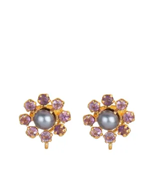 Bounkit Jewelry アメジスト・パール ドロップ イヤリング - サムネイル4