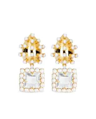 Bounkit Jewelry パールとクォーツのドロップピアス - サムネイル1
