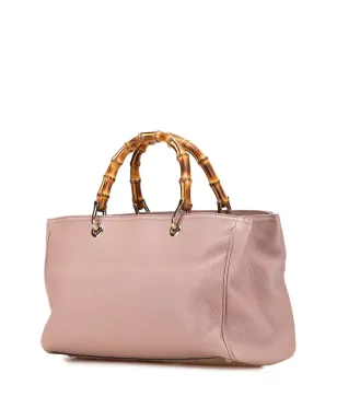 Gucci ビンテージ ミディアム カーフスキン バンブー ショッパーサッチェル - ピンク - サムネイル3