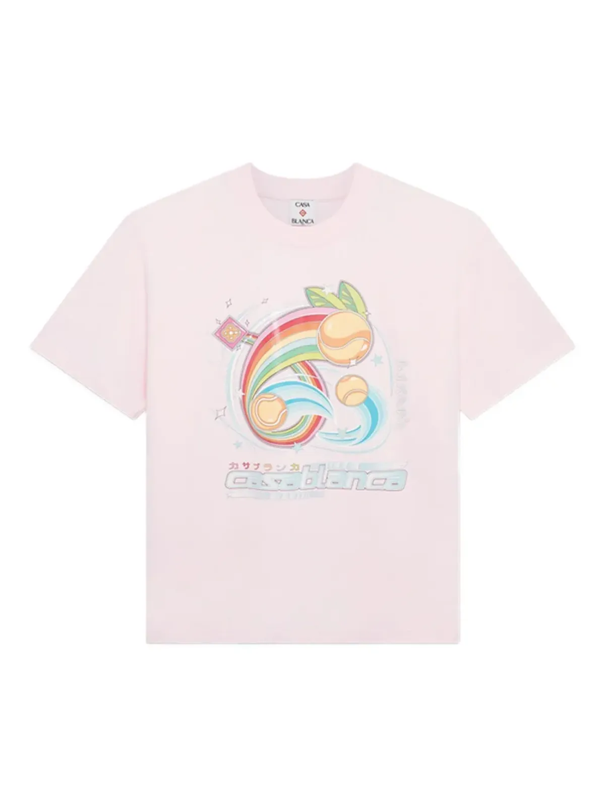 Casablanca 虹色テニスボールプリントTシャツ - 画像2