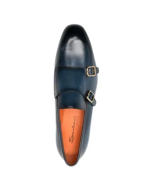 Santoni バックルストラップローファー - ブルー - サムネイル4