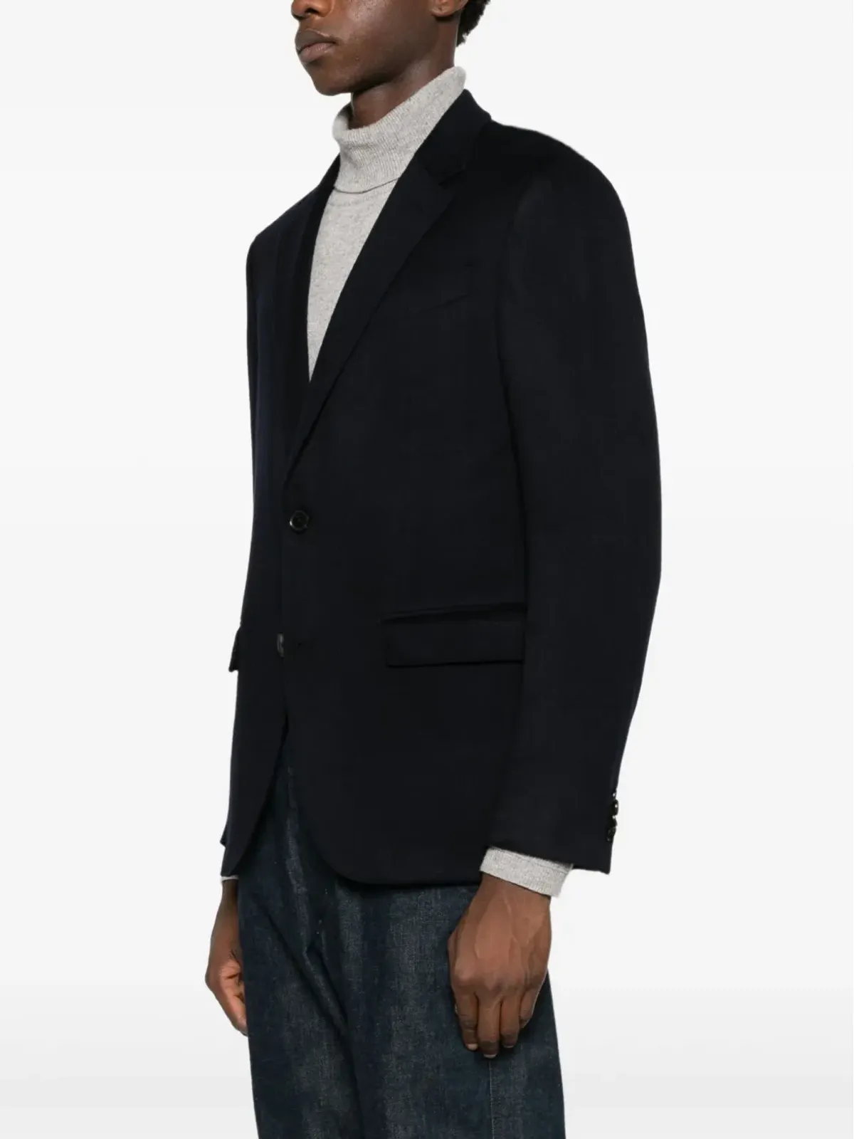 Zegna ボタン留めカシミアジャケット - ブルー - 画像3