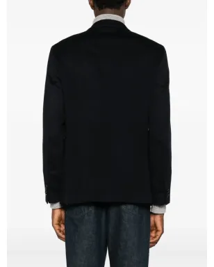 Zegna ボタン留めカシミアジャケット - ブルー - サムネイル4