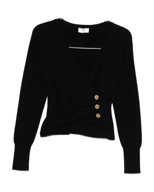 Elisabetta Franchi buttoned wrap sweater - Black - サムネイル1